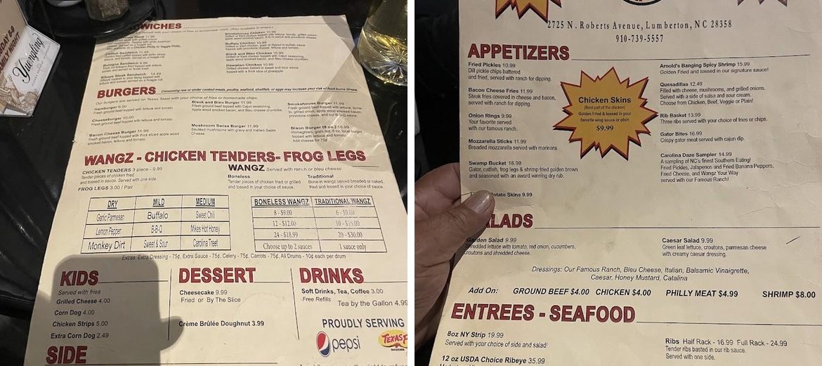 Arnold's Restaurant Menu