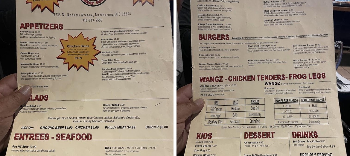 Arnold's Restaurant Menu