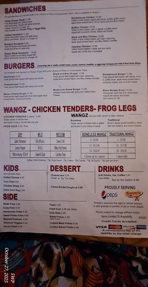 Arnold's Restaurant Menu image 2